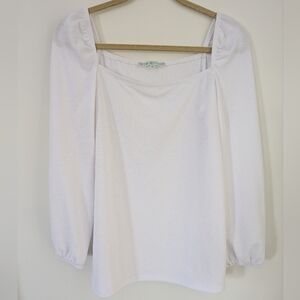 Cleo White Square Neck Knit Top